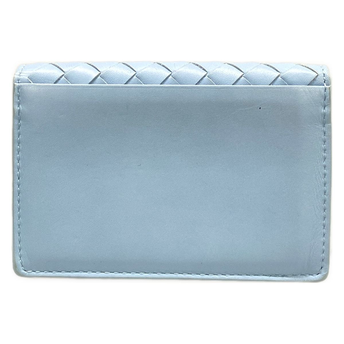 Bottega Veneta Card Case Intrecciato Light Blue Leather — view 2