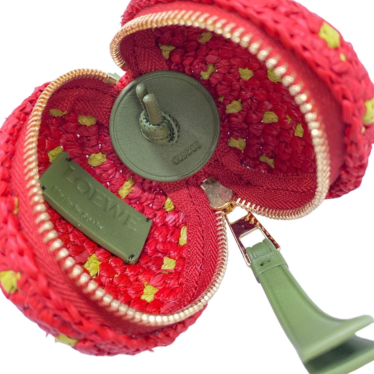 Loewe Coin Case Red Yellow Green Khaki Leather — view 3