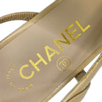 Chanel Sandals 35 C Beige Black Leather — view 9