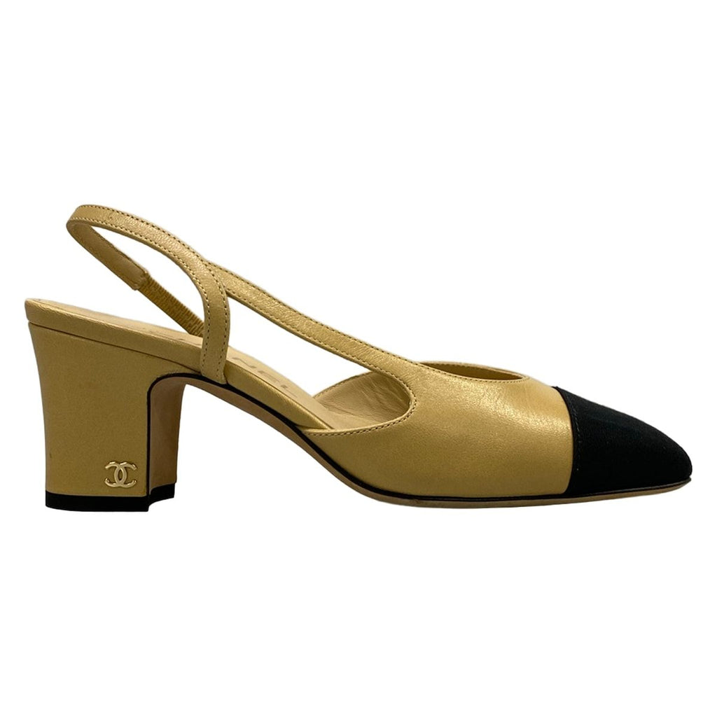 Chanel Sandals 35 C Beige Black Leather — view 4