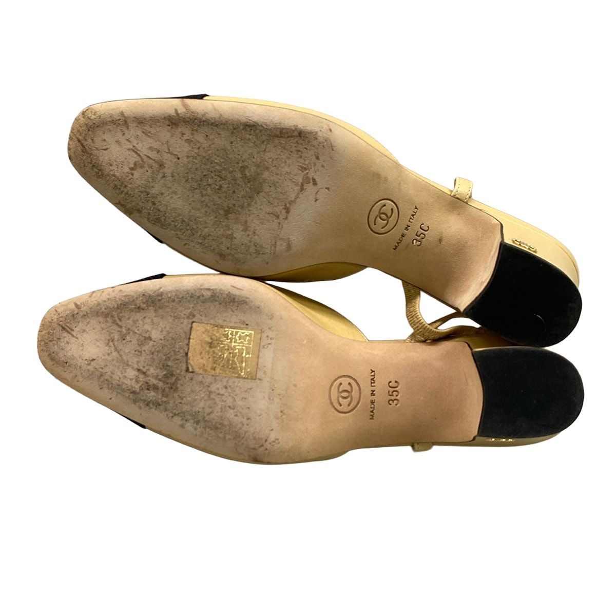 Chanel Sandals 35 C Beige Black Leather — view 8