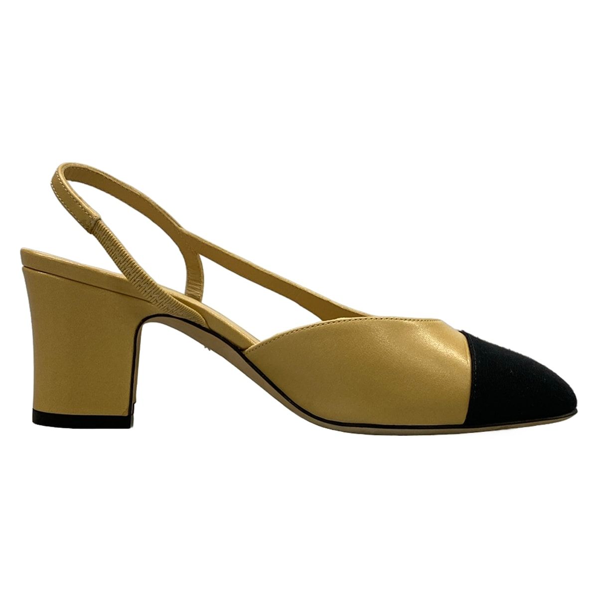 Chanel Sandals 35 C Beige Black Leather — view 2