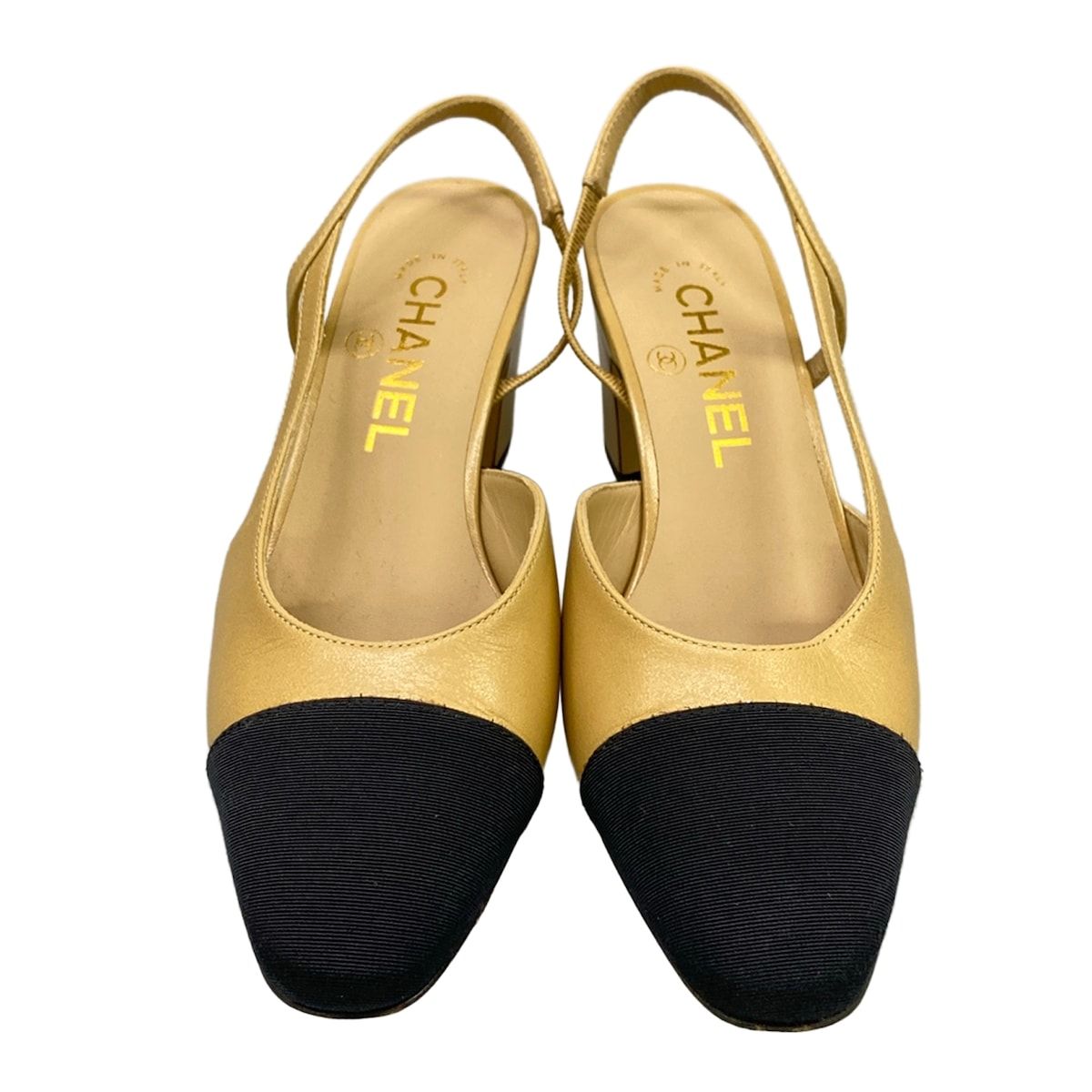 Chanel Sandals 35 C Beige Black Leather — view 5