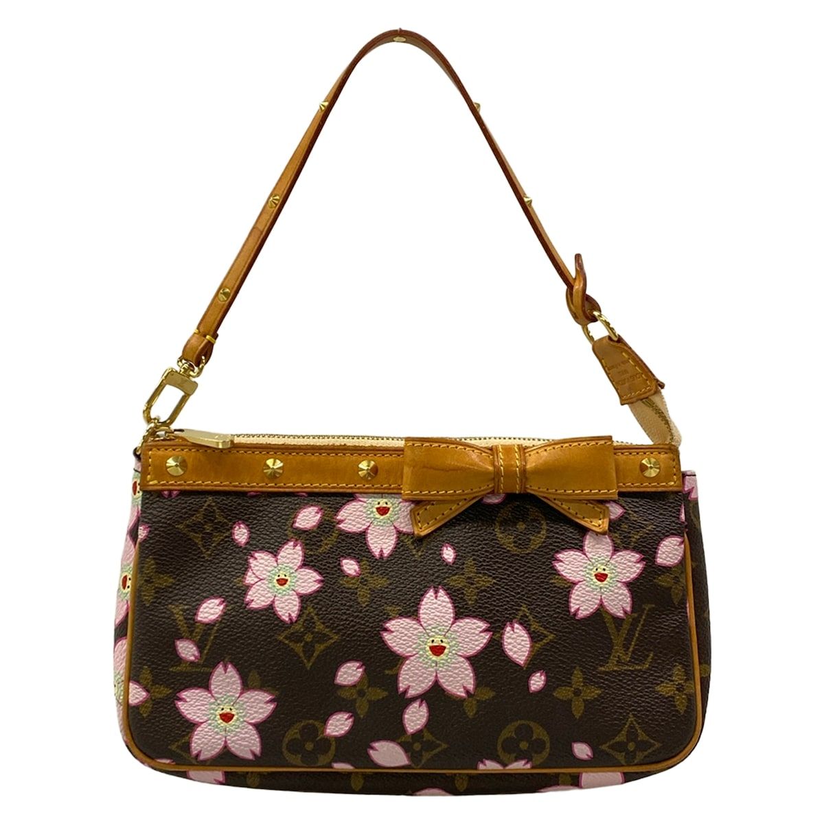Louis Vuitton Handbag Monogram Cherry Blossom Pochette Brown Leather