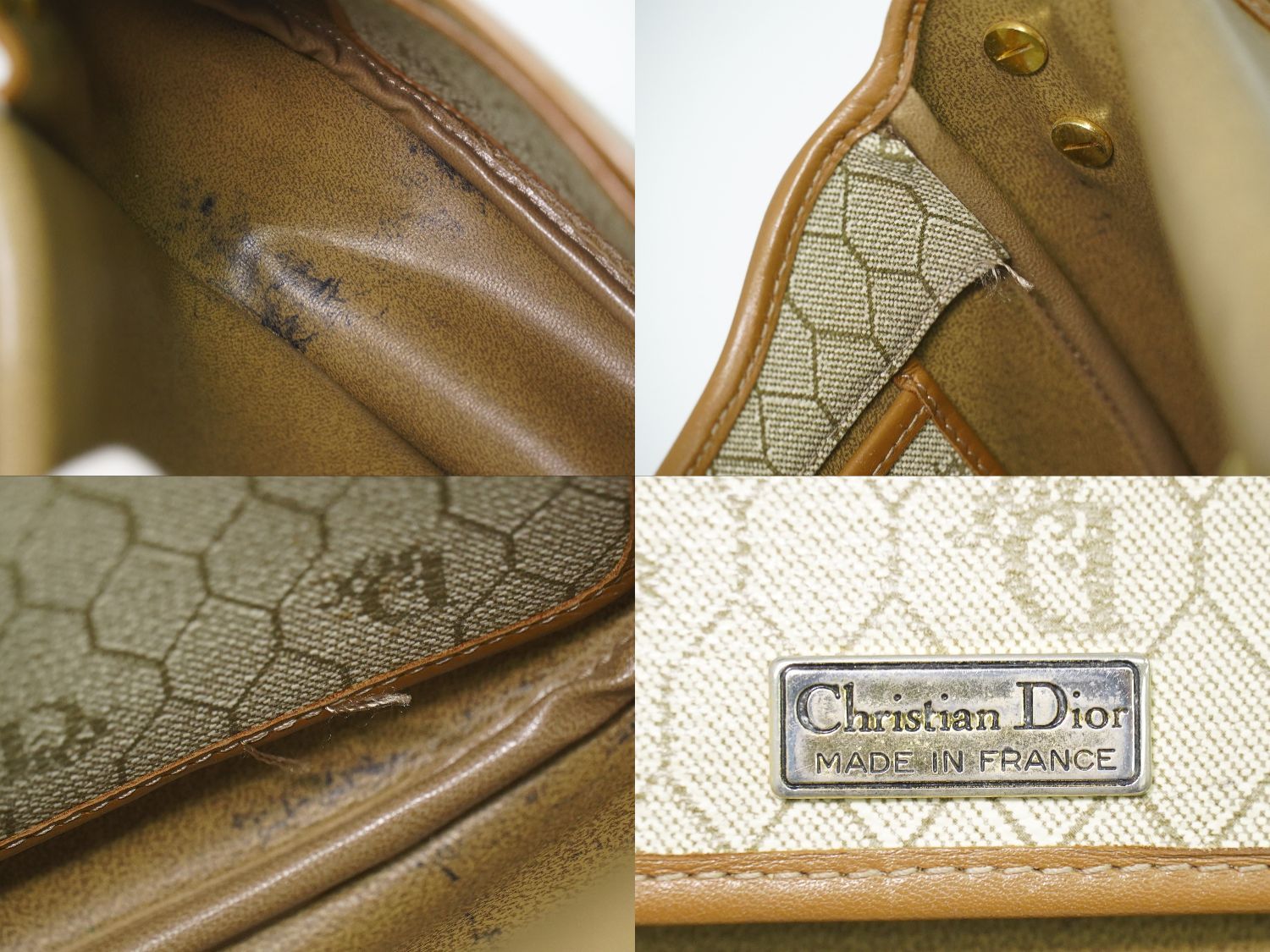 Dior Honeycomb Pattern Shoulder Bag Pochette Beige — view 9
