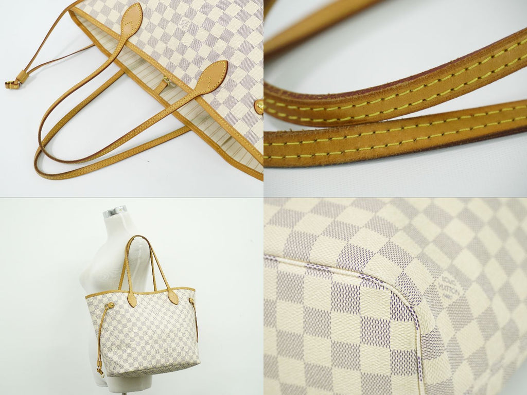Louis Vuitton LV Neverfull MM Damier Azur Shoulder Bag Tote White Gray — view 6