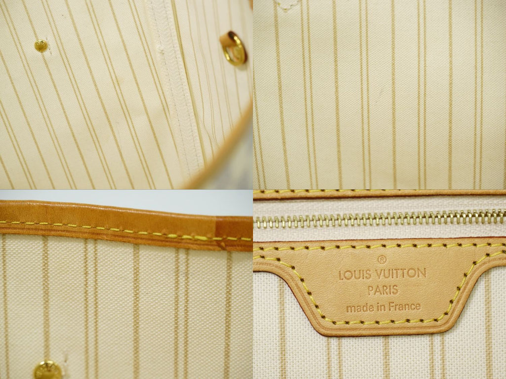 Louis Vuitton LV Neverfull MM Damier Azur Shoulder Bag Tote White Gray — view 9