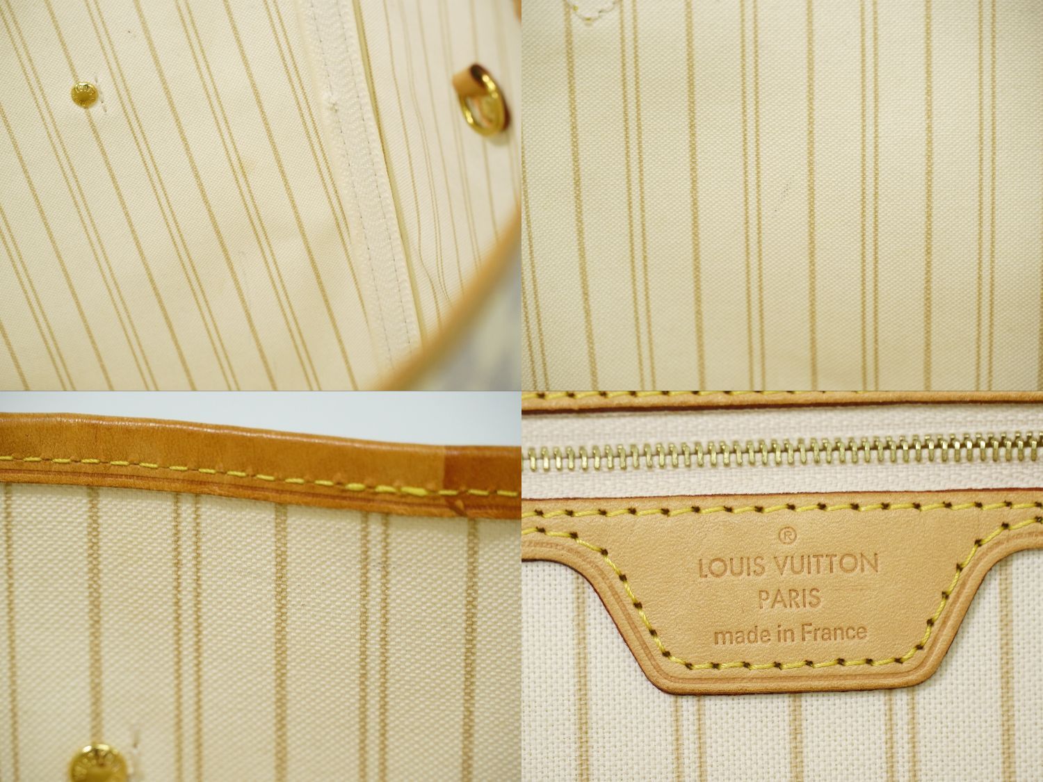 Louis Vuitton LV Neverfull MM Damier Azur Shoulder Bag Tote White Gray — view 9
