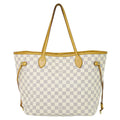 Louis Vuitton LV Neverfull MM Damier Azur Shoulder Bag Tote White Gray