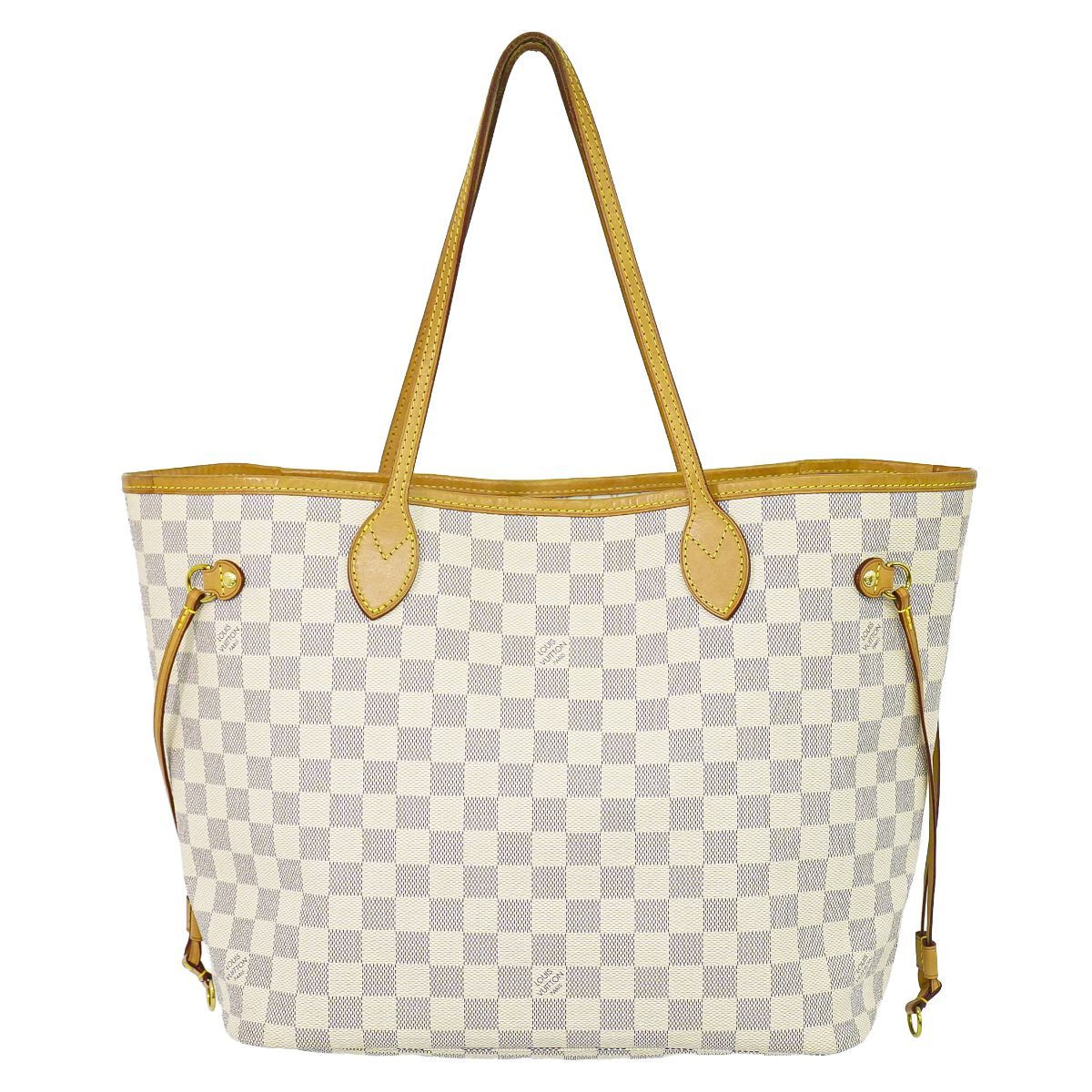 Louis Vuitton LV Neverfull MM Damier Azur Shoulder Bag Tote White Gray