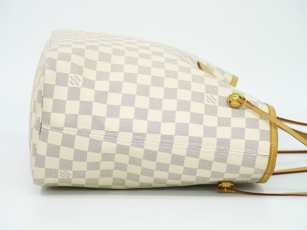 Louis Vuitton LV Neverfull MM Damier Azur Shoulder Bag Tote White Gray — view 4