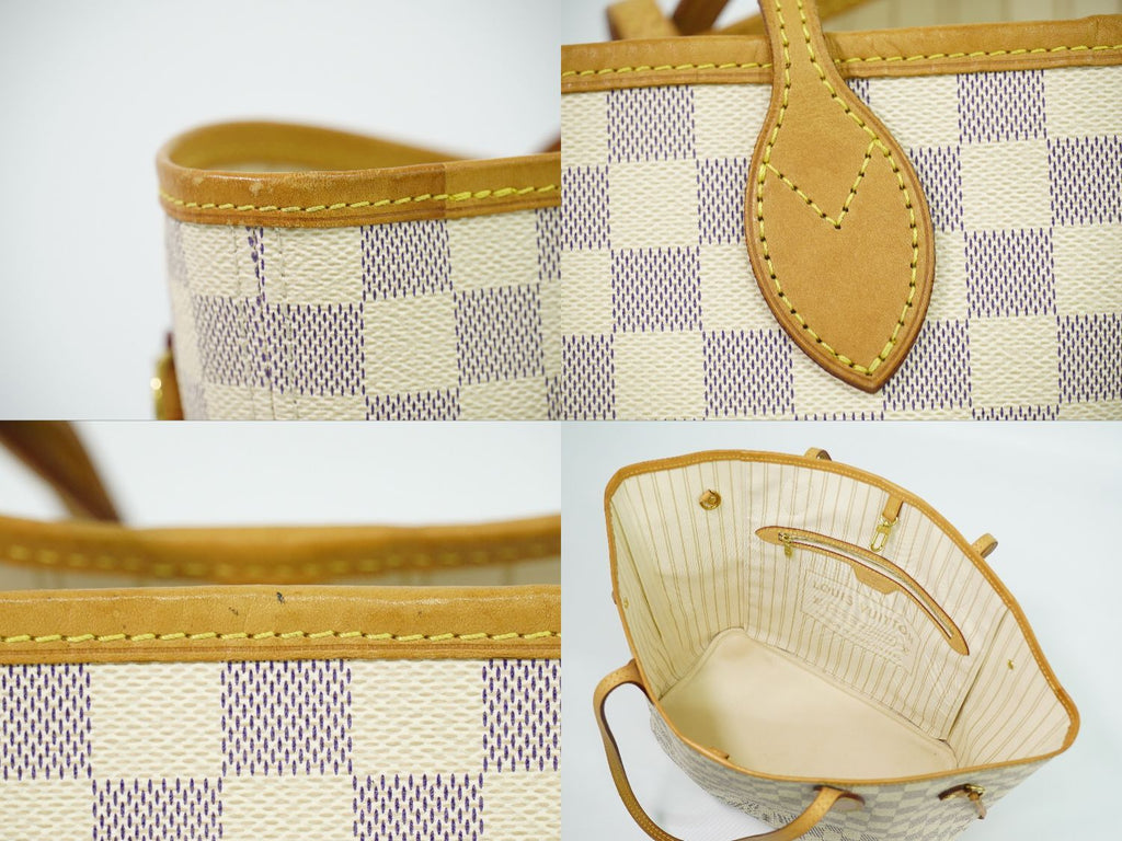 Louis Vuitton LV Neverfull MM Damier Azur Shoulder Bag Tote White Gray — view 7