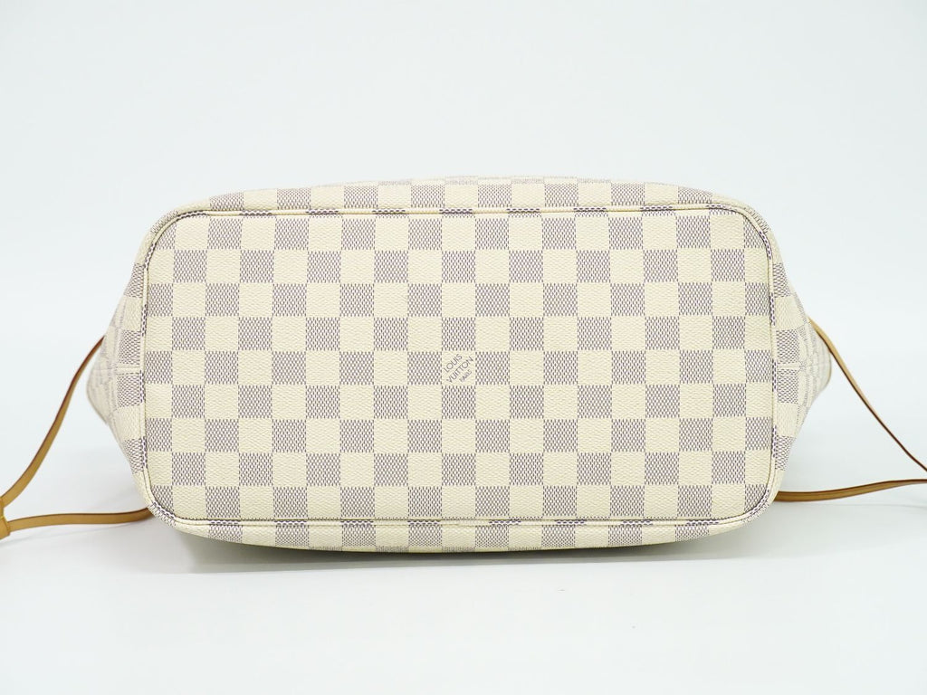 Louis Vuitton LV Neverfull MM Damier Azur Shoulder Bag Tote White Gray — view 3