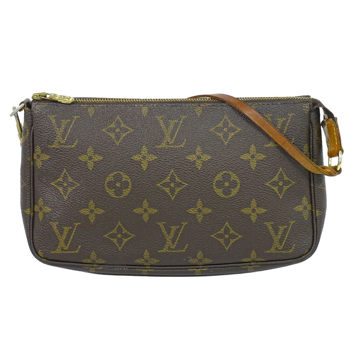 Louis Vuitton LV Pochette Monogram Pouch Handbag Brown