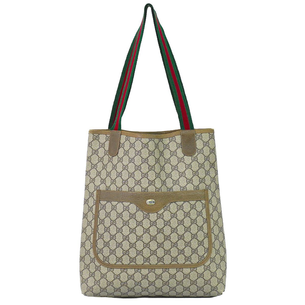 Gucci Vintage Sherry Line GG Supreme Shoulder Bag Tote Beige Shelly