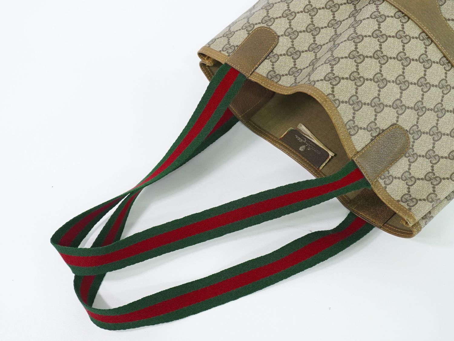 Gucci Vintage Sherry Line GG Supreme Shoulder Bag Tote Beige Shelly — view 4