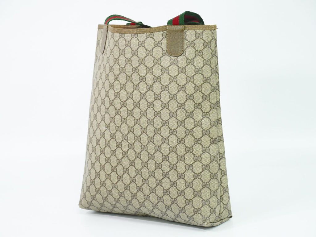 Gucci Vintage Sherry Line GG Supreme Shoulder Bag Tote Beige Shelly — view 2