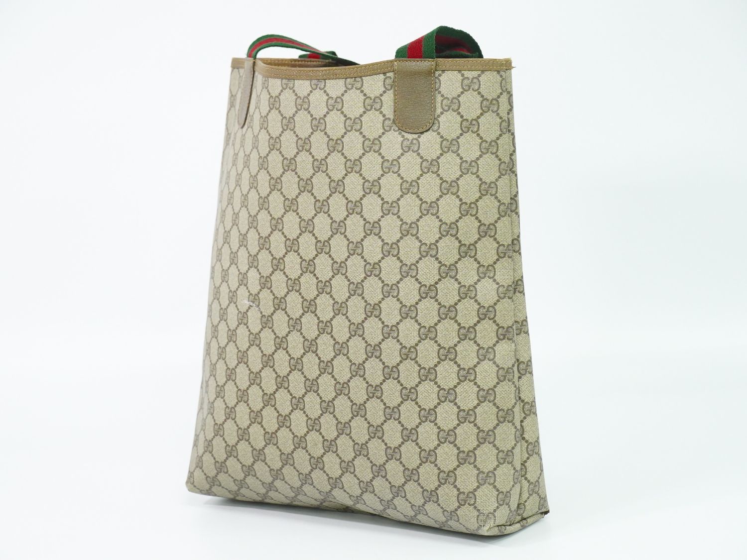Gucci Vintage Sherry Line GG Supreme Shoulder Bag Tote Beige Shelly — view 2