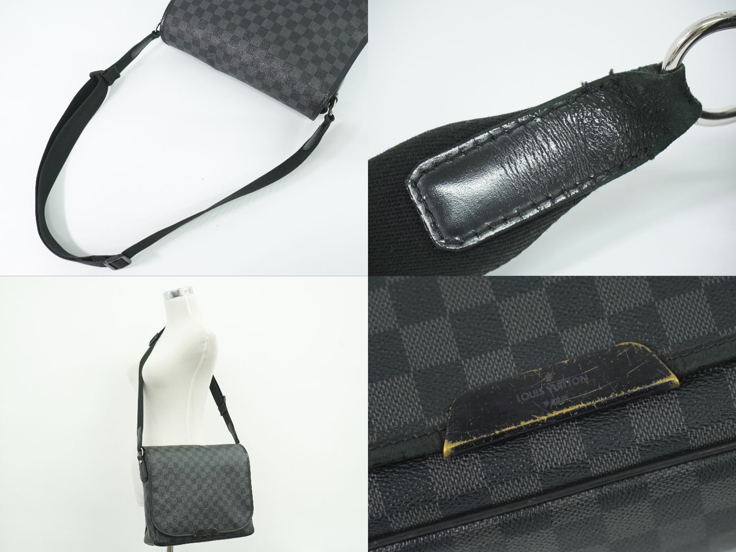 Louis Vuitton LV Daniel MM Damier Graphite Shoulder Bag Black Gray — view 6