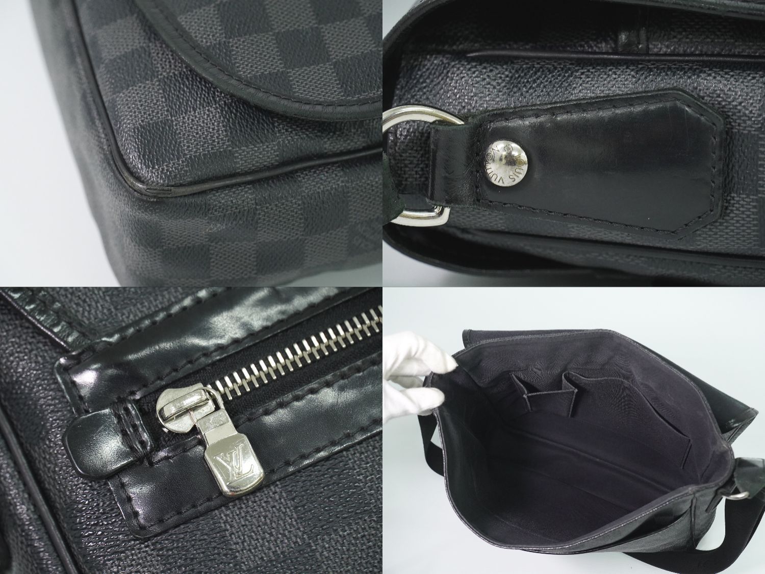 Louis Vuitton LV Daniel MM Damier Graphite Shoulder Bag Black Gray — view 7