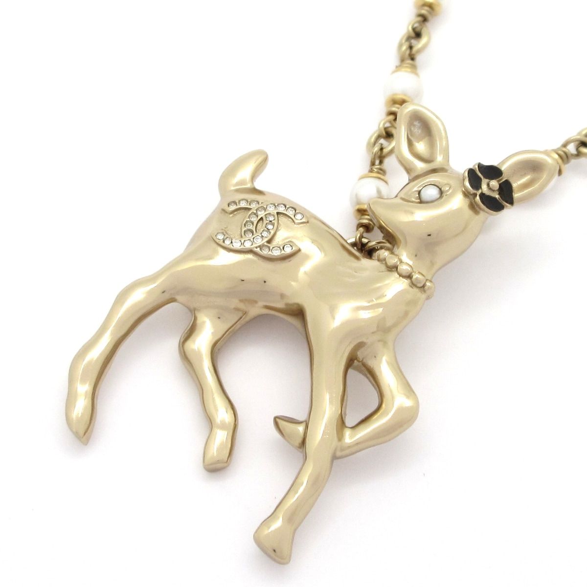 Chanel Necklace Gold Black Deer