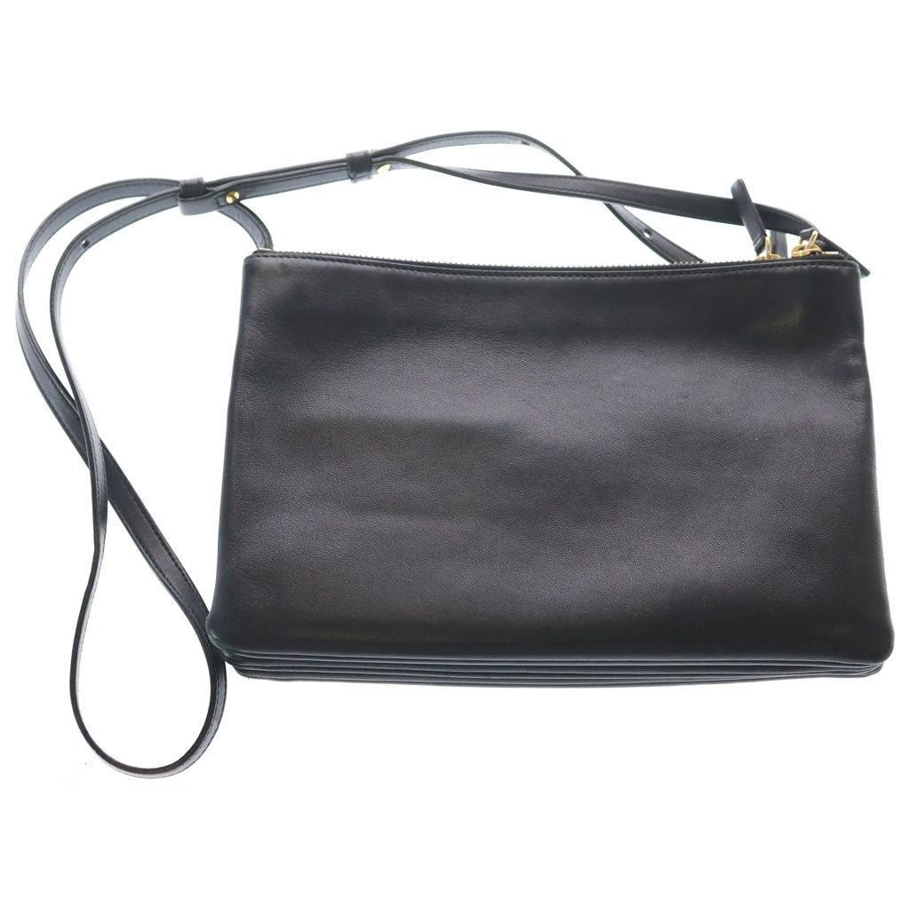 Celine Trio Shoulder Bag Black Leather Gold — view 2