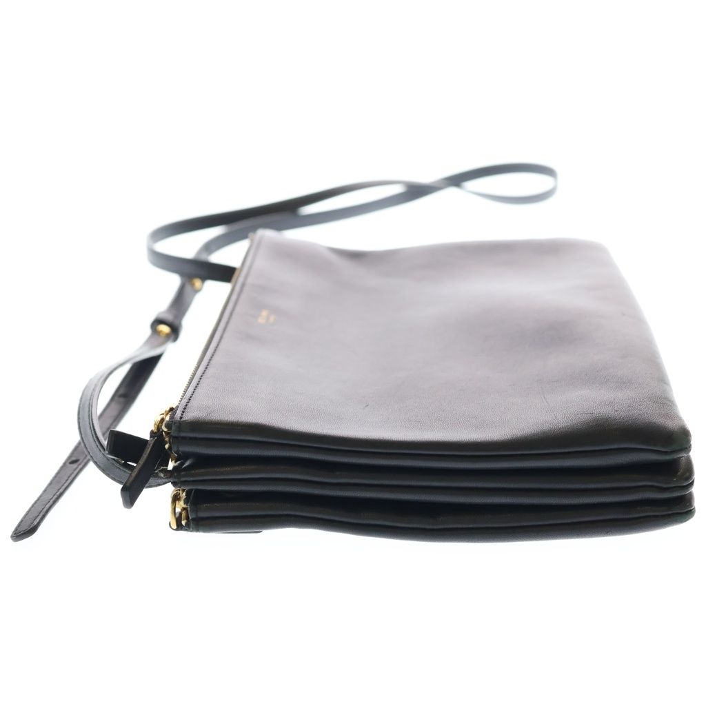 Celine Trio Shoulder Bag Black Leather Gold — view 3
