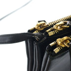 Celine Trio Shoulder Bag Black Leather Gold — view 7