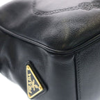 Prada Embossed Logo Shoulder Bag Black Leather Gold — view 5