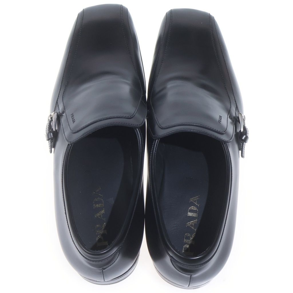 Prada Square Toe Business Shoes Loafers Leather Black — view 4
