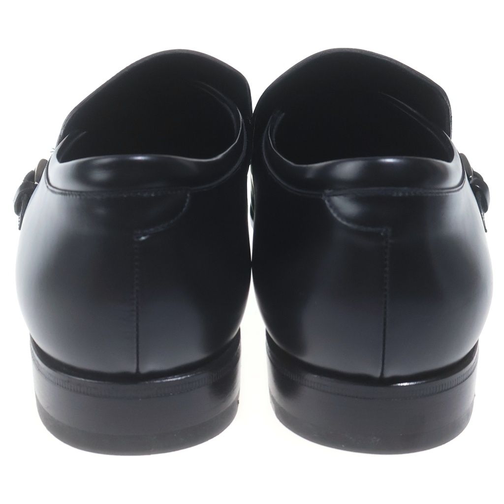 Prada Square Toe Business Shoes Loafers Leather Black — view 3