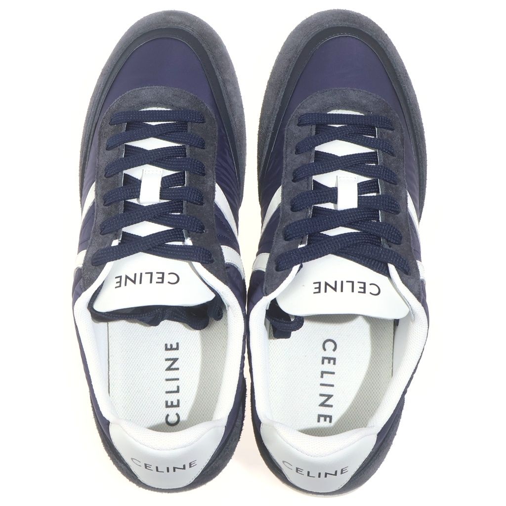 Celine Jogger Lace Up Suede Low Cut Sneakers Blue — view 4