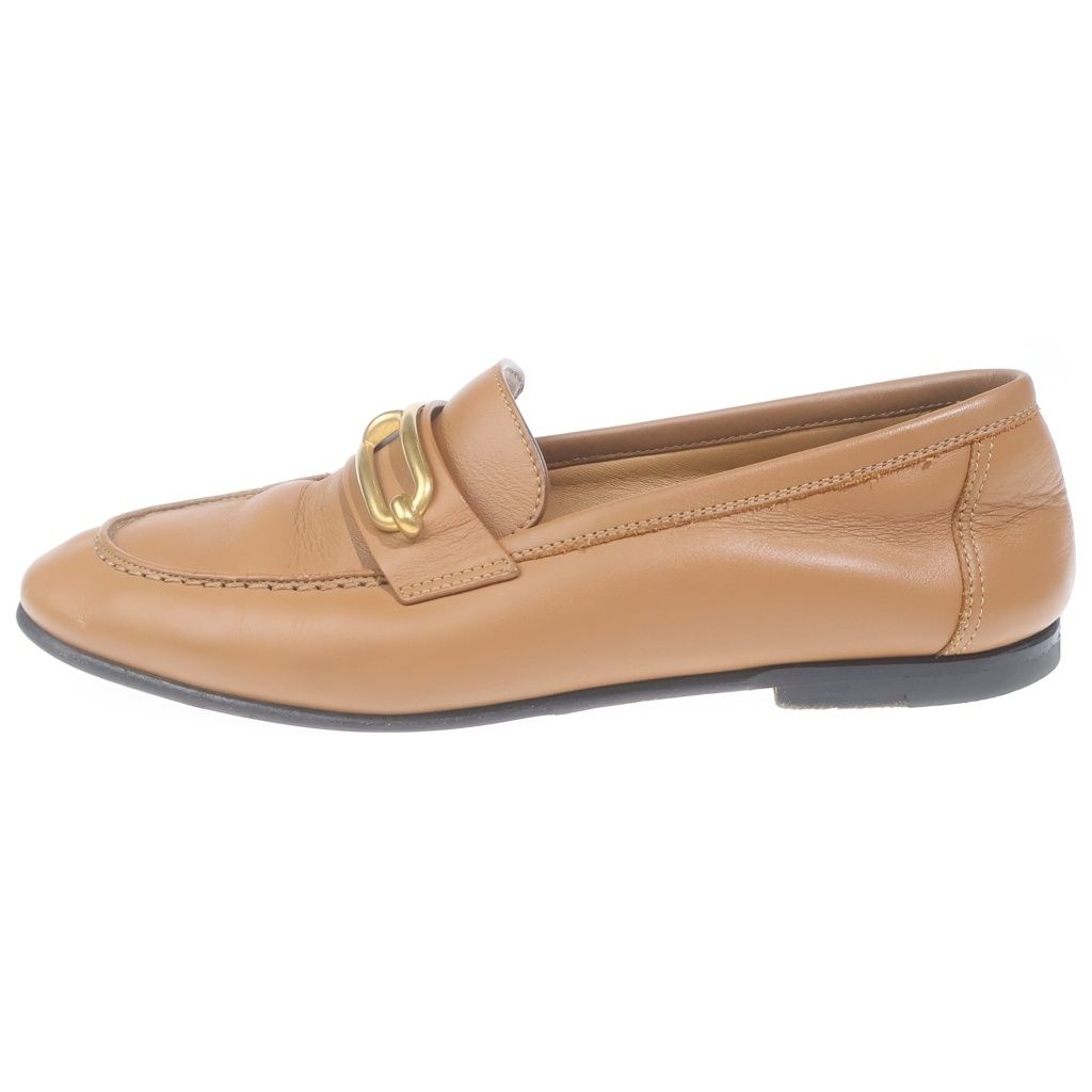 Hermes Moccasins Colette Leather Low Cut Shoes Loafers Gold Brown