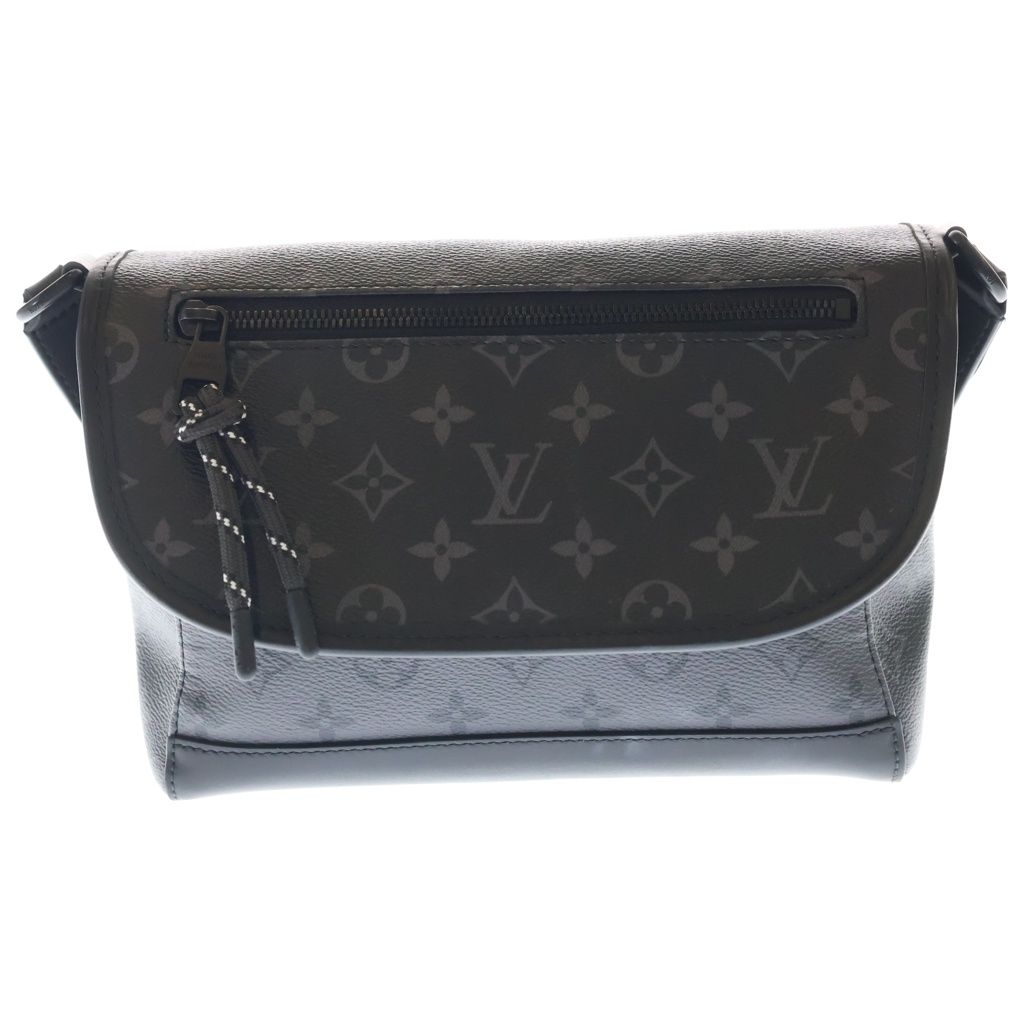 Louis Vuitton Monogram Eclipse Pulse Messenger Shoulder Bag Black Gray Leather