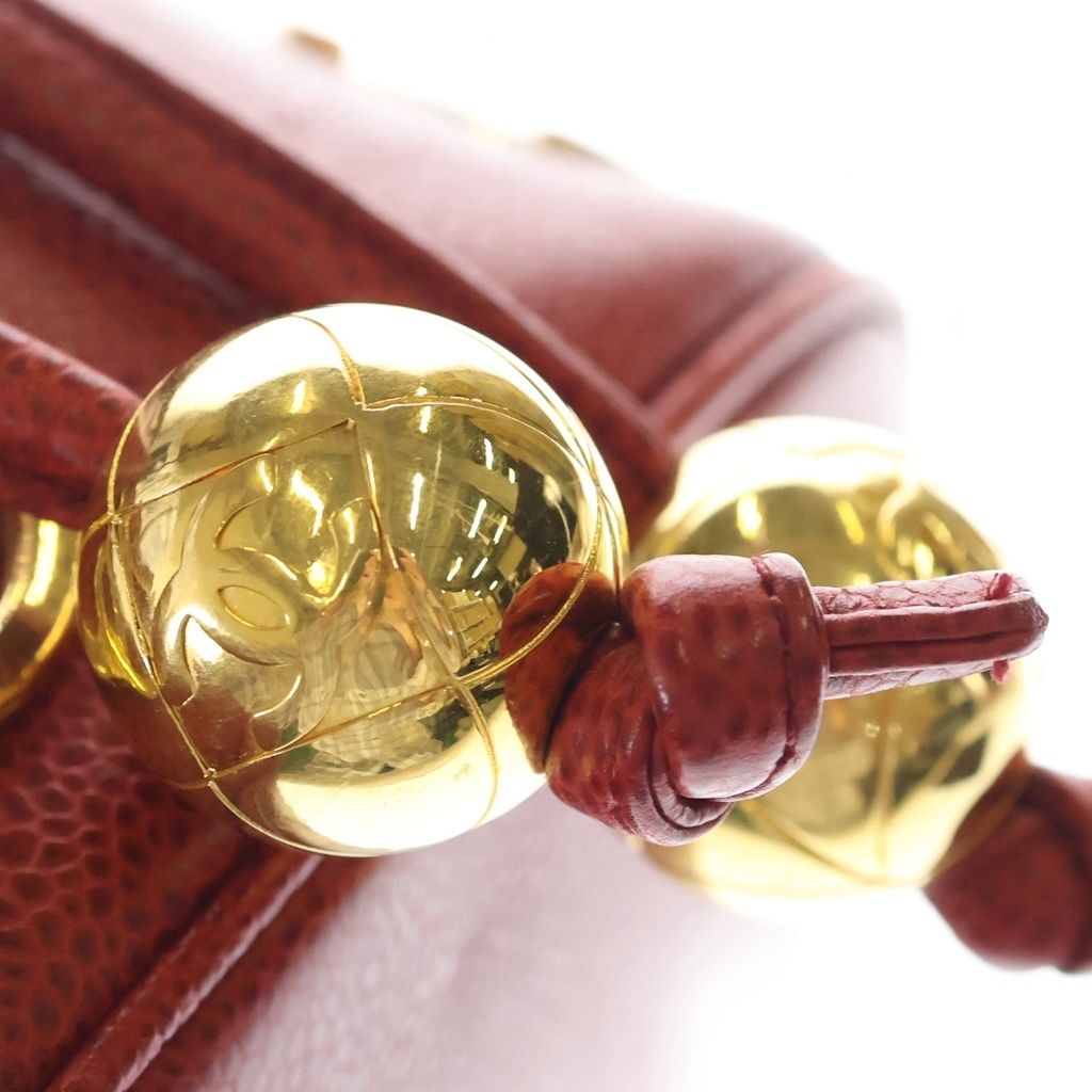 Chanel Chain Shoulder Bag Triple Coco Bag Red Caviar Leather Gold — view 7