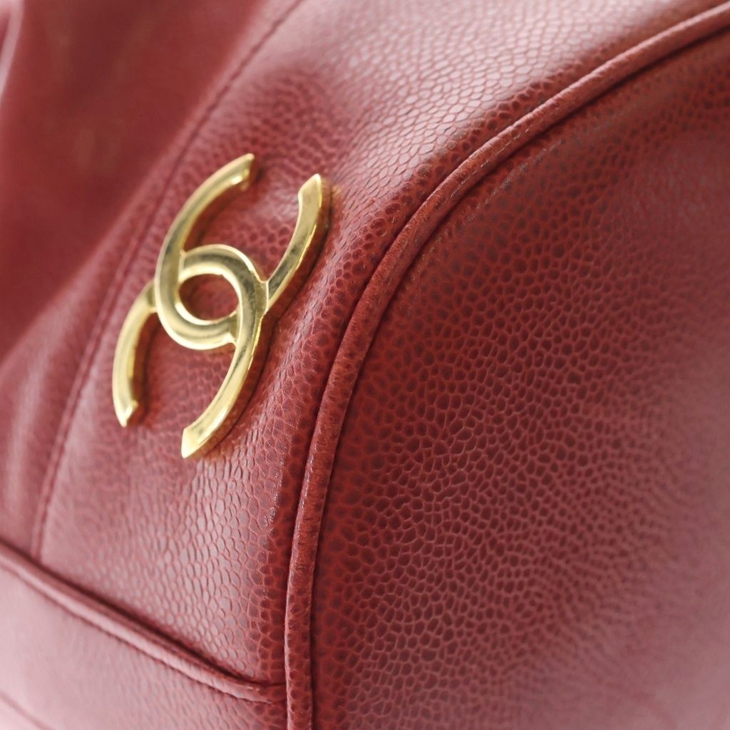 Chanel Chain Shoulder Bag Triple Coco Bag Red Caviar Leather Gold — view 5