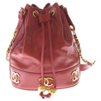Chanel Chain Shoulder Bag Triple Coco Bag Red Caviar Leather Gold