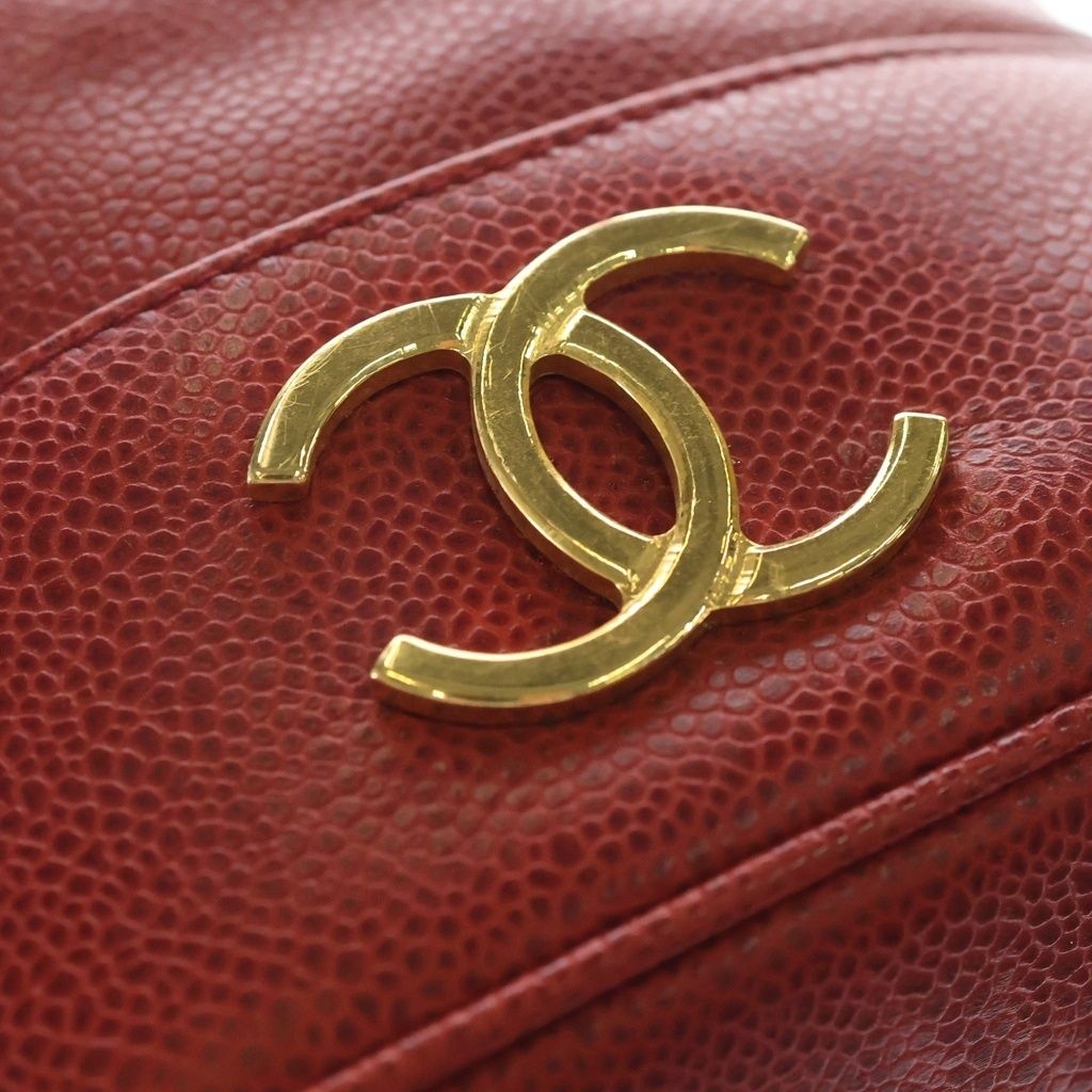 Chanel Chain Shoulder Bag Triple Coco Bag Red Caviar Leather Gold — view 6