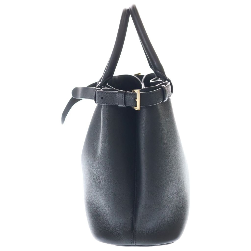 Prada 2-Way Shoulder Bag Black Soft Gray Leather Gold — view 3