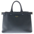 Prada 2-Way Shoulder Bag Black Soft Gray Leather Gold