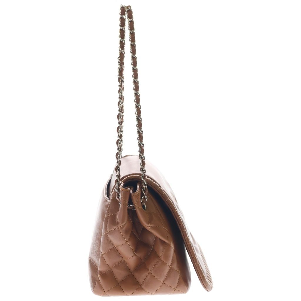 Chanel CC Logo Fringe Chain Shoulder Flap Bag Handbag Brown Leather Silver — view 3