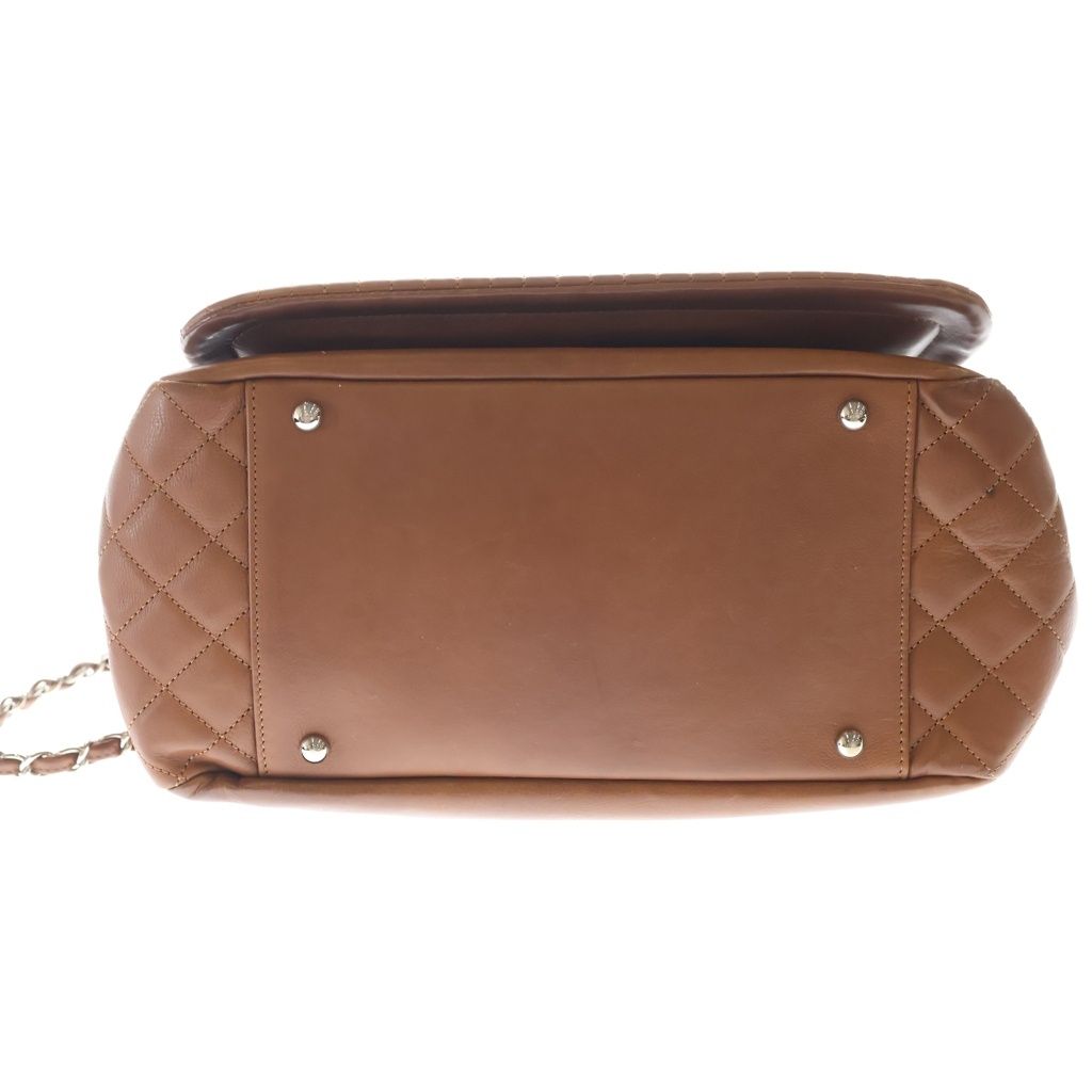 Chanel CC Logo Fringe Chain Shoulder Flap Bag Handbag Brown Leather Silver — view 4