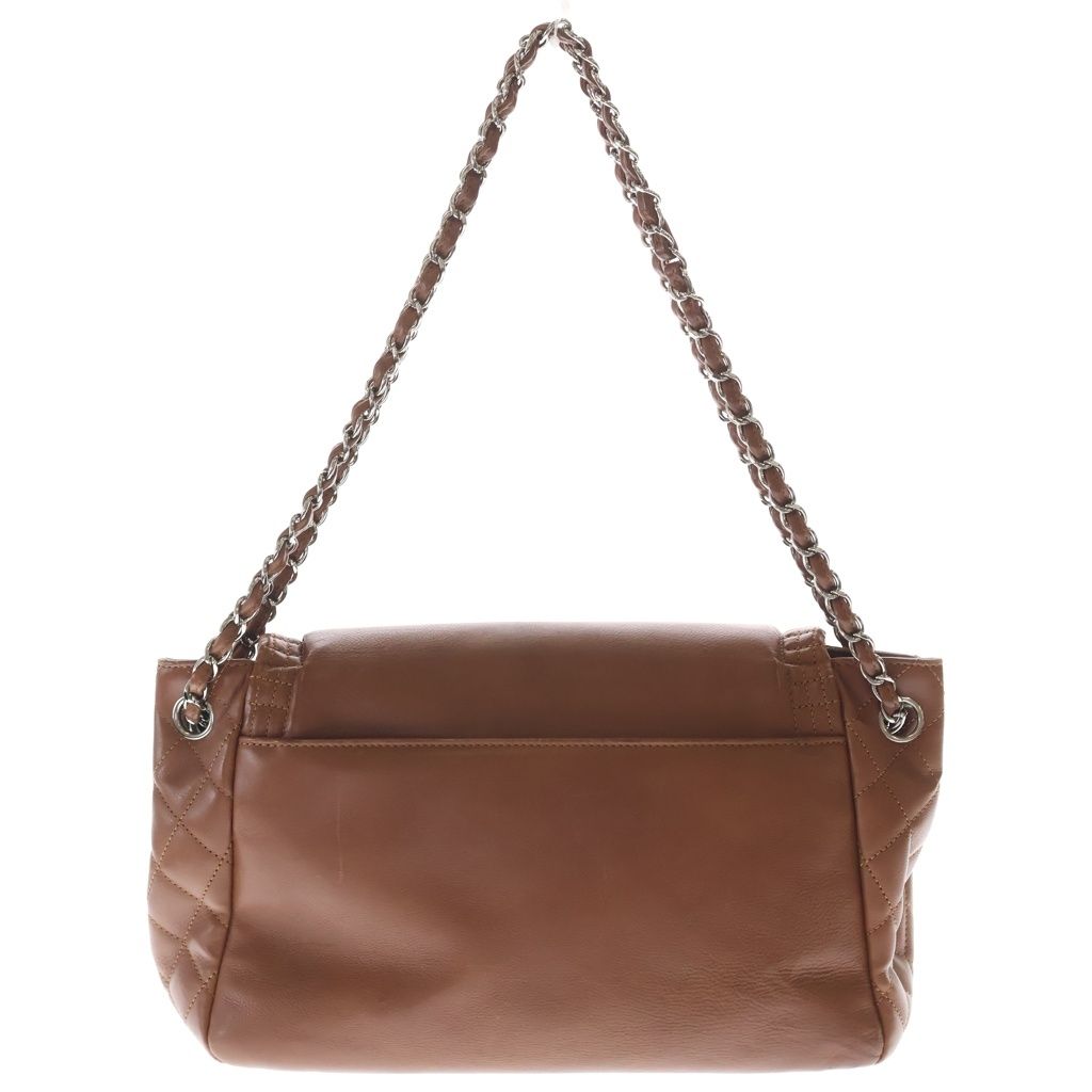 Chanel CC Logo Fringe Chain Shoulder Flap Bag Handbag Brown Leather Silver — view 2