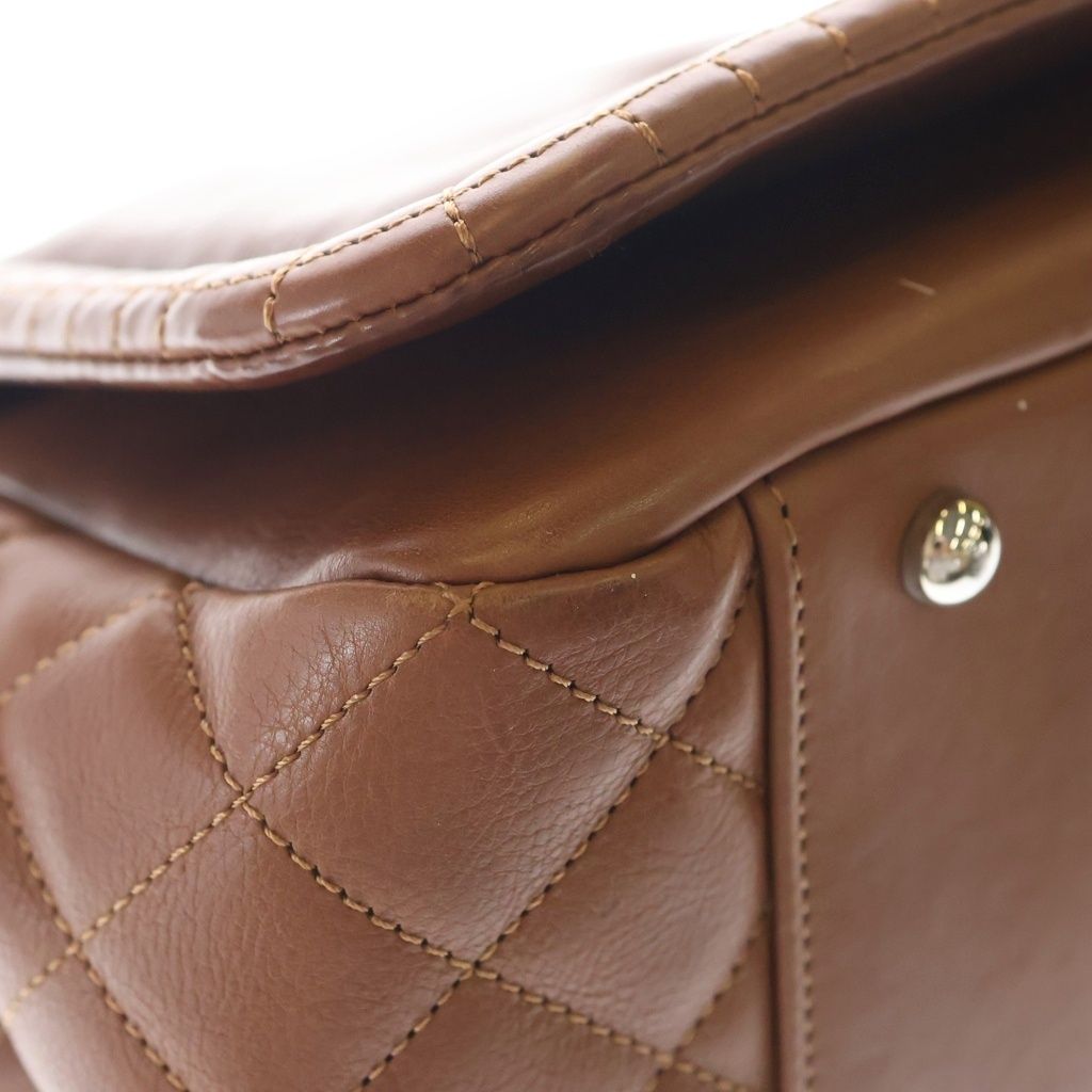 Chanel CC Logo Fringe Chain Shoulder Flap Bag Handbag Brown Leather Silver — view 5