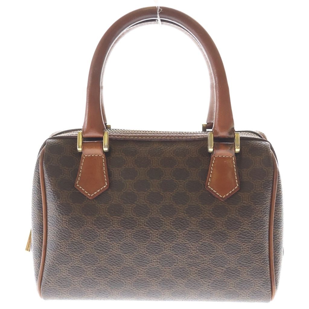 Celine Macadam 2-Way Mini Boston Bag Brown Leather Gold