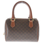 Celine Macadam 2-Way Mini Boston Bag Brown Leather Gold