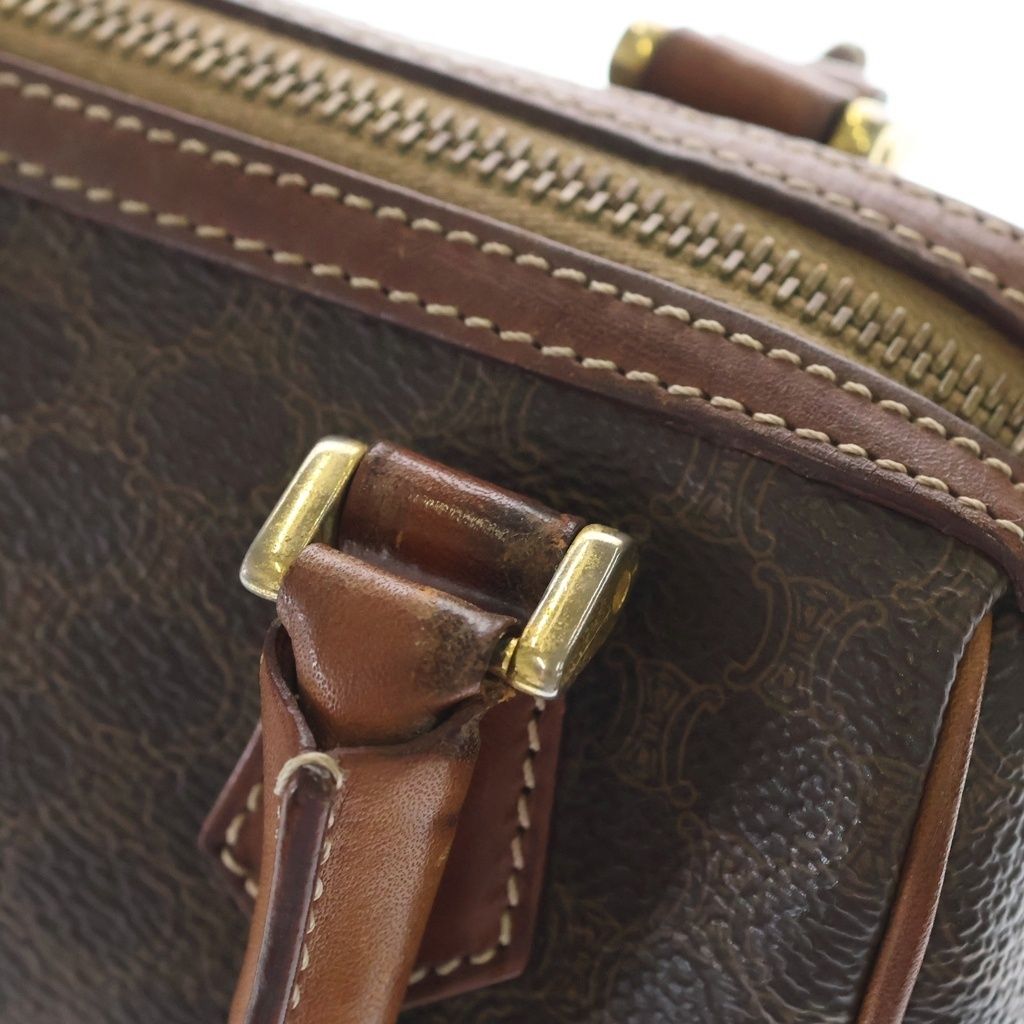Celine Macadam 2-Way Mini Boston Bag Brown Leather Gold — view 8