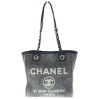 Chanel Deauville PM Gray Canvas Card Handbag