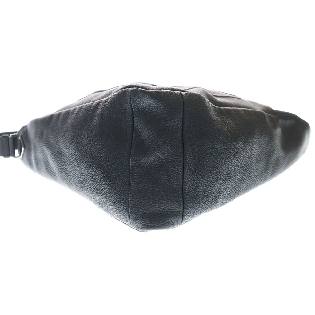 Prada Triangle Vitello Daino Leather Shoulder Bag Embossed Logo Black Silver — view 4