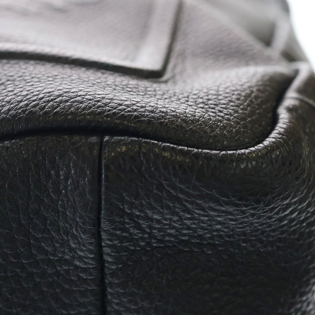 Prada Triangle Vitello Daino Leather Shoulder Bag Embossed Logo Black Silver — view 5